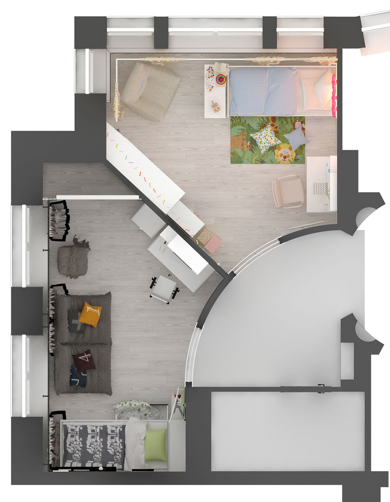 Детские комнаты, вид сверху