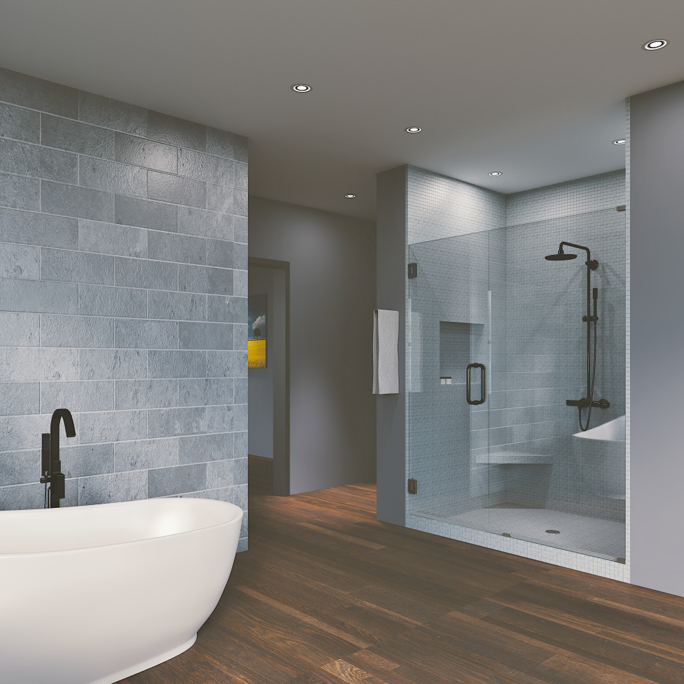 49.00'' x 76" Hinged Frameless Shower Door & Panel Reversible