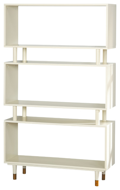 Margo Bookshelf, Antique White With Gold Finish Bracket