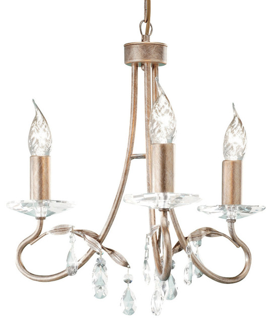 Traditional 3-Arm Chandelier, Crystal Sconces