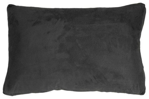 Pillow Decor, Box Edge Royal Suede Black Throw Pillow, 14"x22"