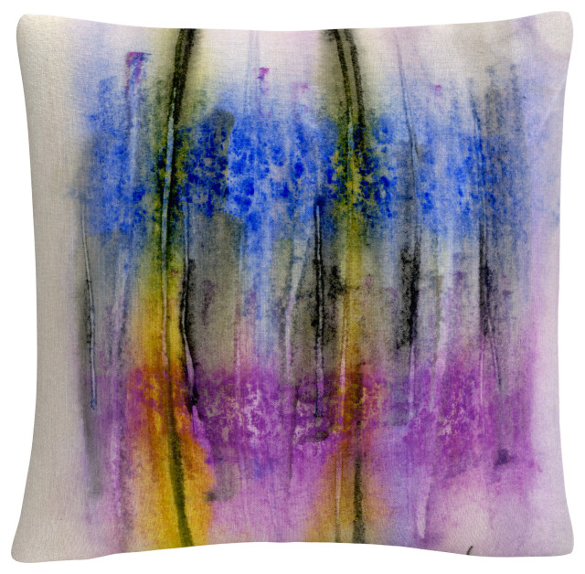 Aural' Colorful Shapes Line Composition By Anthony Sikich Decorative Pillow