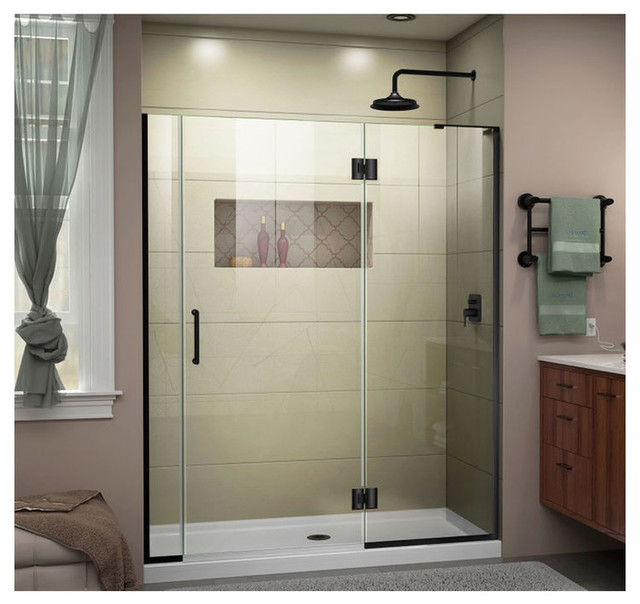 Dreamline Hinged Shower Door Satin Black Right Wall Contemporary Dreamline Hinged Shower Door Satin Black Right Wall Contemporary Doors By Plumbersstock