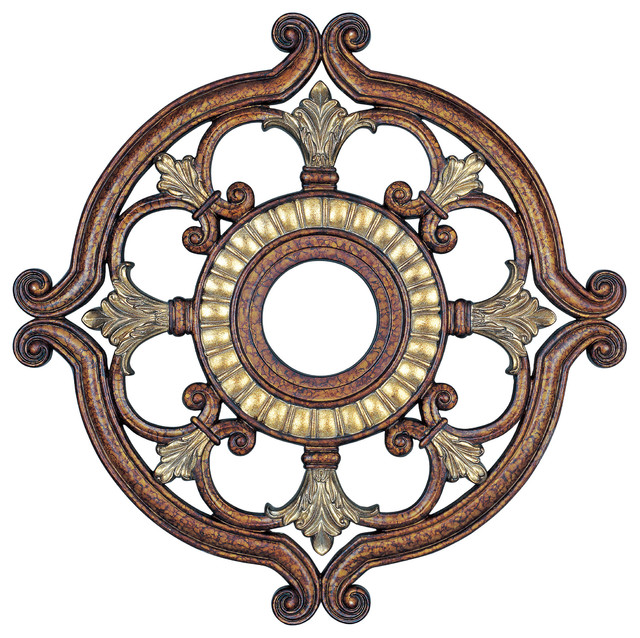 Ceiling Medallion, Palatial Bronze With Gilded Accents