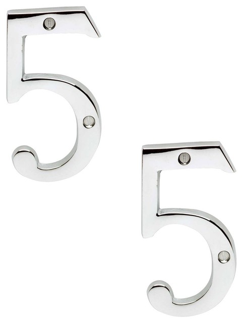 Cast Solid Br 3 7 8 Inch Address House Number 5 Chrome Set Of 2 Cast Solid Br 3 7 8 Inch Address House Number 5 Chrome Set Of 2