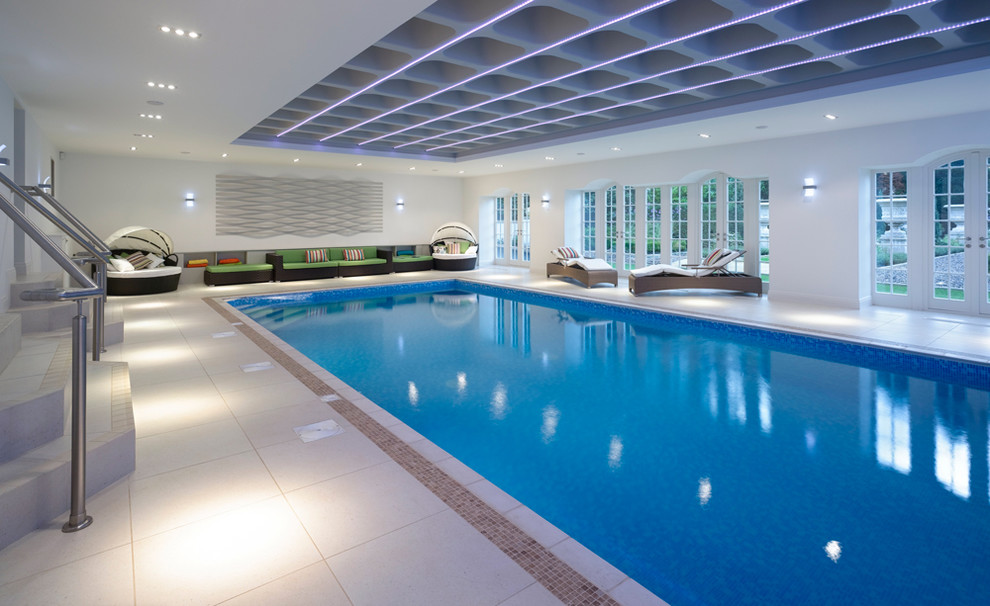 Contemporary indoor pool in Manchester.