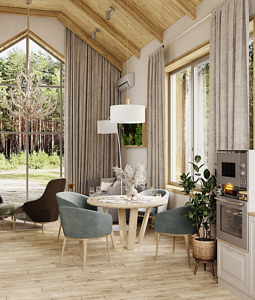 Дизайн-проект кухни-гостиной в  загородном доме