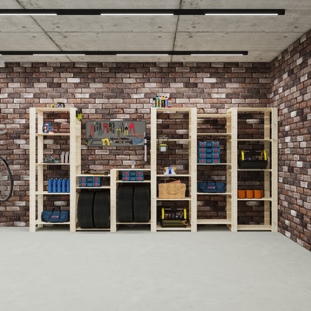 Стеллаж деревянный БОР 2 / Стеллажная система в гараже