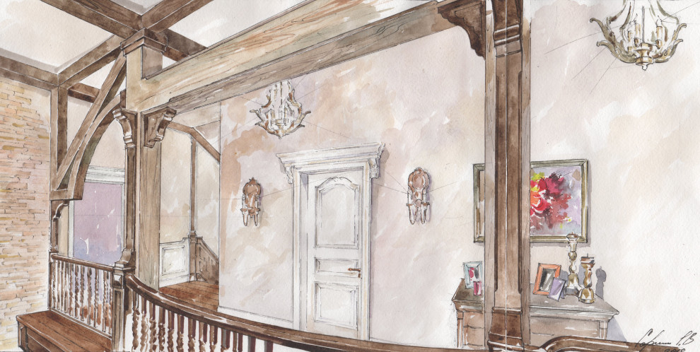 Акварельные эскизы к проекту: Загородного дома в стиле Прованс.