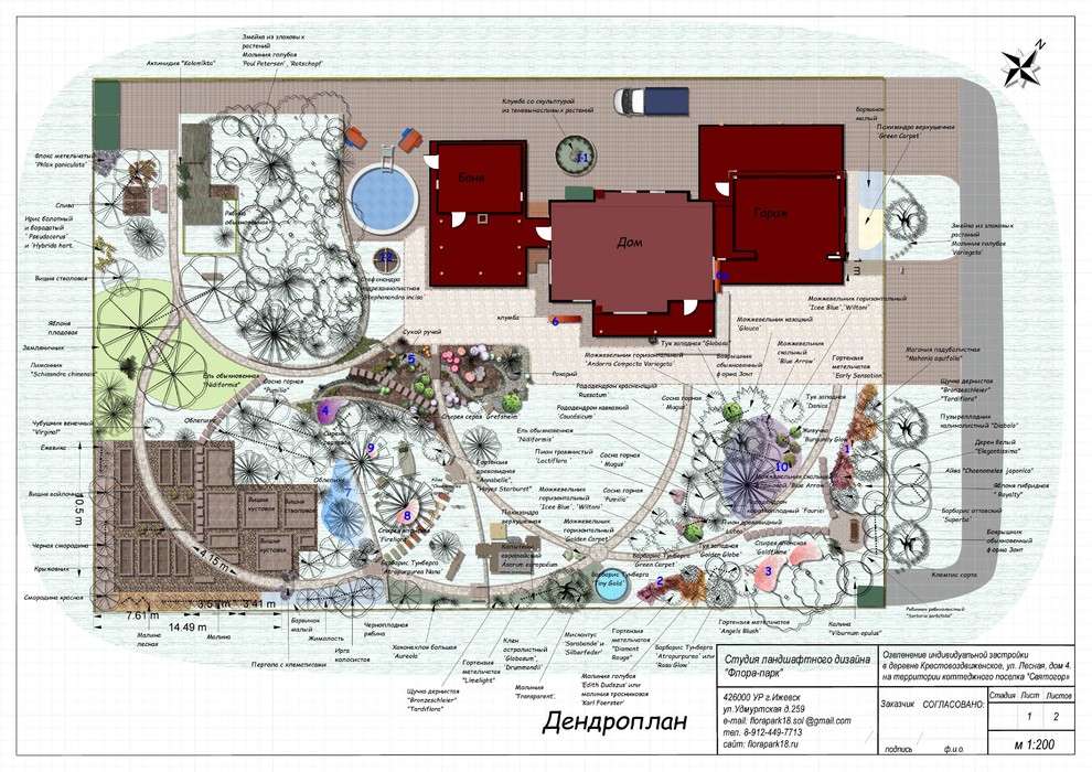 Сад с существующими природными посадками