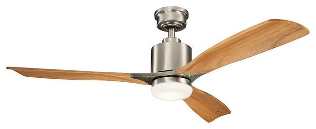 Indoor Ceiling Fan 1-Light With Brushed Stainless Steel Steel LED, 52", 17W