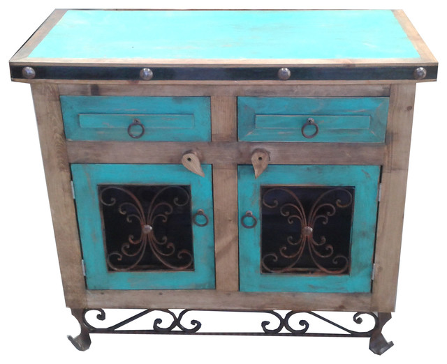 Saint Andrew Rustic Turquoise Saint Andrew Bathroom Vanity Metal Base, 40"x20"x32