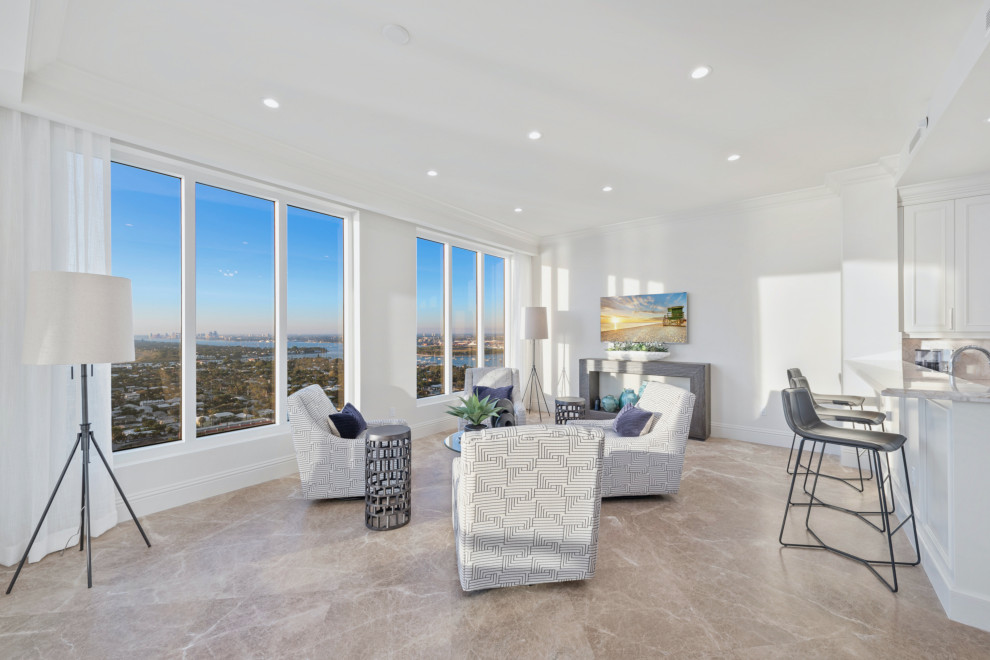 Example of a transitional home design design in Miami