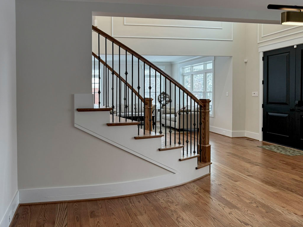 117_Distinct Oak Staircase with Iron Balusters & Oak Rail Profile, Chantilly VA