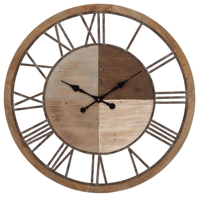 Zimlay Farmhouse Round Wooden Wall Clock 47926 Farmhouse Wall