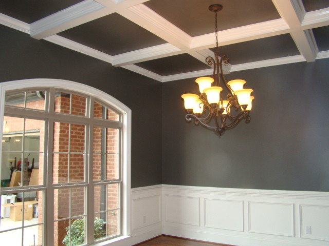 Mid-sized traditional separate dining room in Birmingham with grey walls and dark hardwood floors.