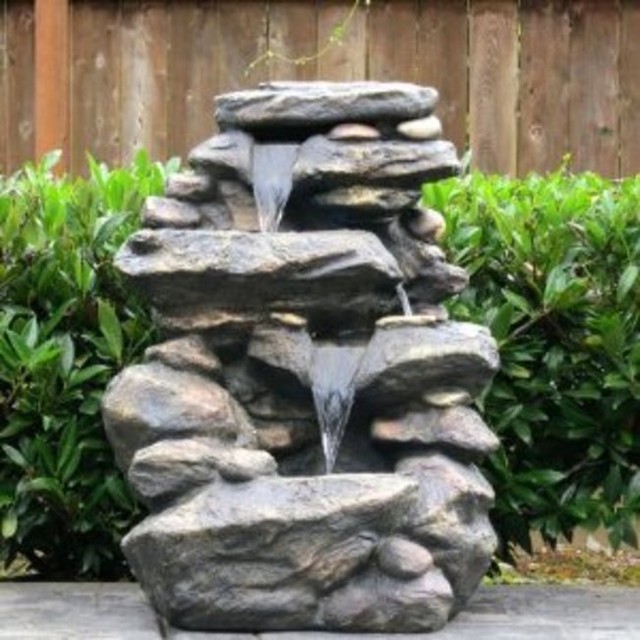 Harmony Fountains 27-inch Slick Rock Waterfall Fountain with LED Lights