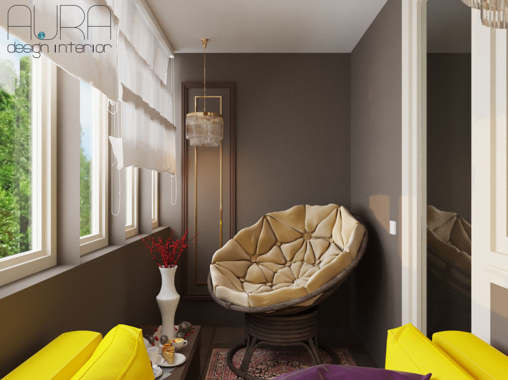 Дизайн квартиры, лоджия в темных тонах