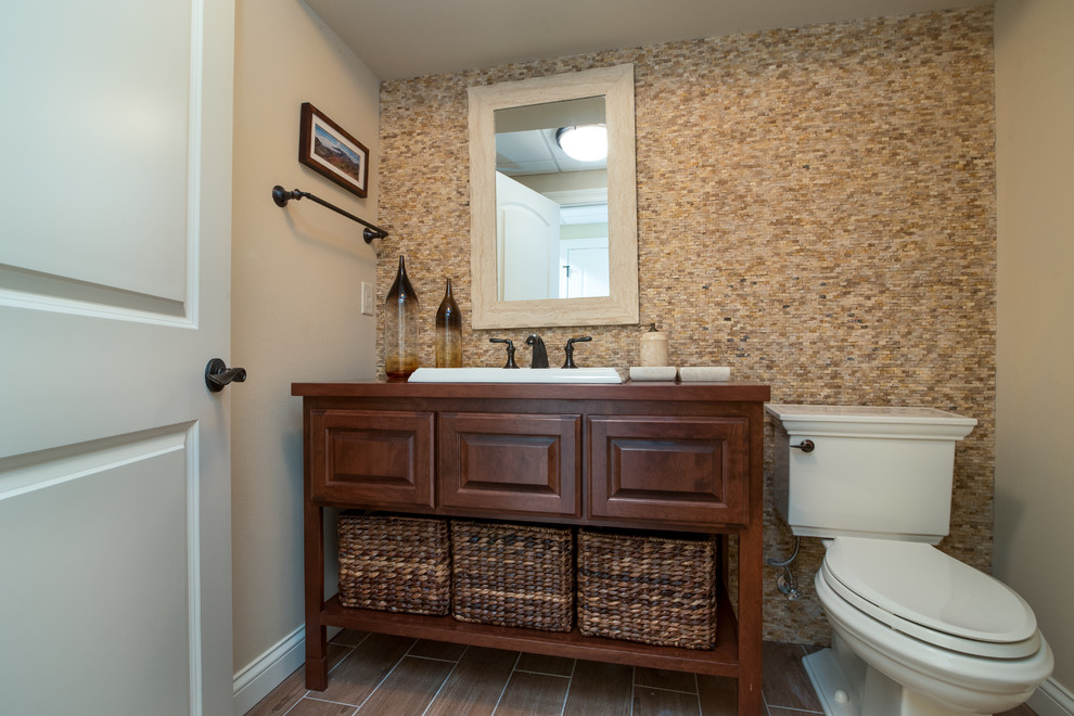 Traditional Custom Cherry Bathroom Vanity with Raised ...