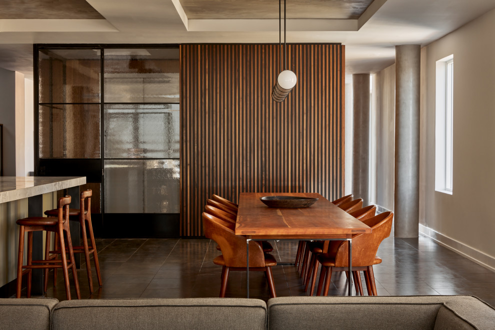 This is an example of a midcentury dining room in Philadelphia.