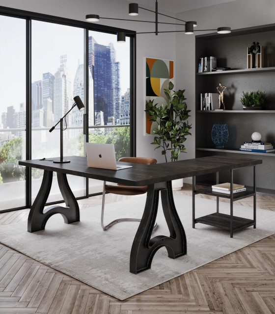 Industrial Steel Wishbone Corner Desk Otras zonas de James and