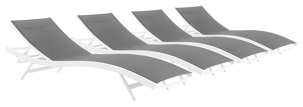 Glimpse Outdoor Patio Mesh Chaise Lounge Set of 4