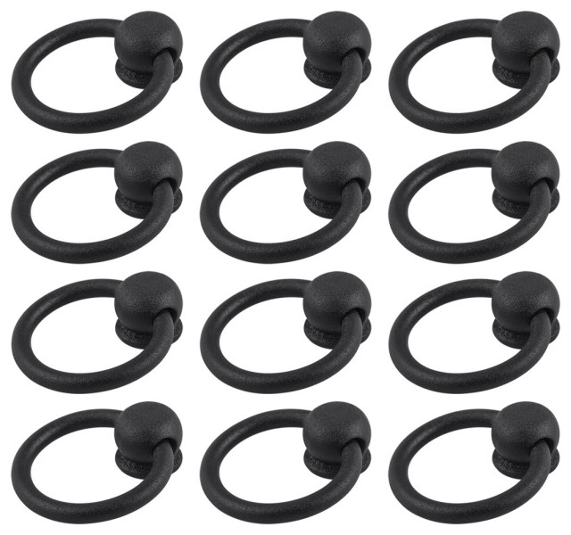 12 Ring Pulls Mission Black Wrought Iron Traditional
