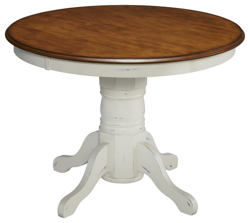 Countryside Pedestal Table, Oak and Rubbed White
