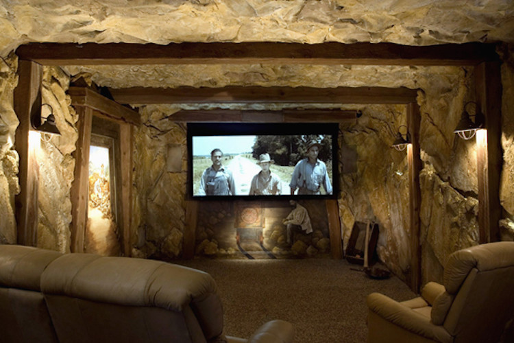 Inspiration for a country home theatre in Denver.