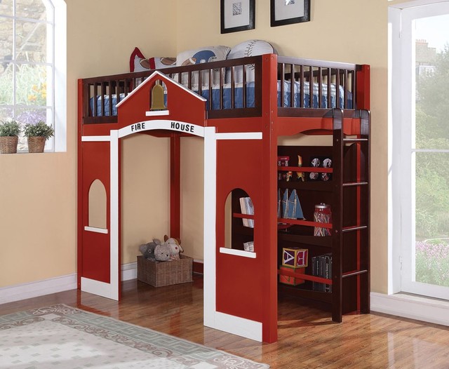Espresso And Red Twin Loft Bed Home Design Jpg