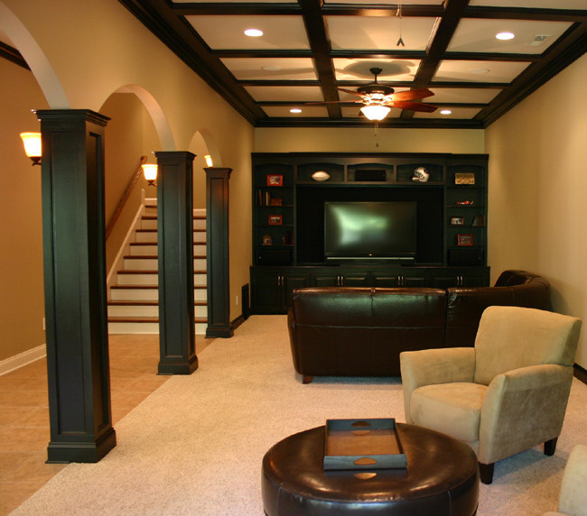 This is an example of a contemporary basement in Nashville.