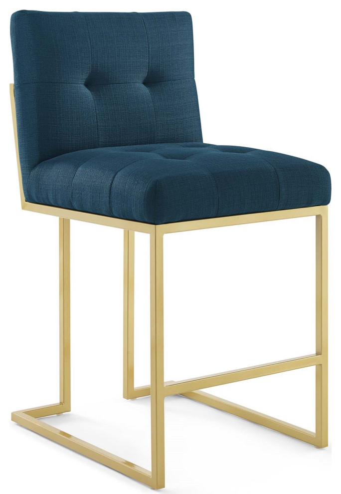 Blue Fabric Counter Stool, Heidi Giselle Gold Counter Stool, Luxe Glam