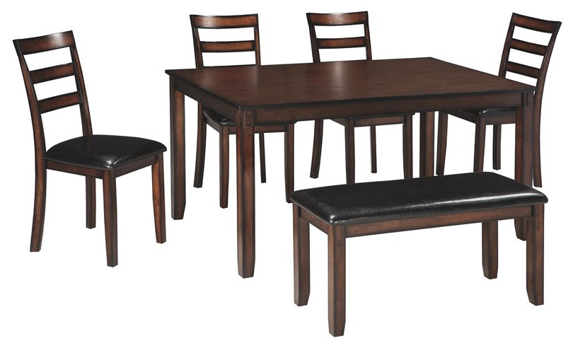 Ashley Furniture Coviar 6 Piece Engineered Wood Dining Set in Brown