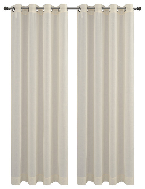Sahara Set Of 2 Linen Sheer Curtain Drapery Panels With Grommets