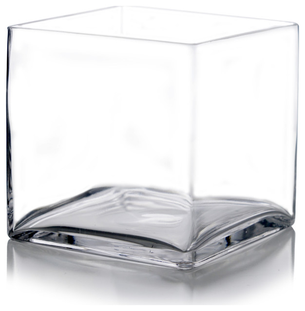 Urban Designs Contemporary Extra Heavy High-End 20" Tall Cube Square Glass Vase 