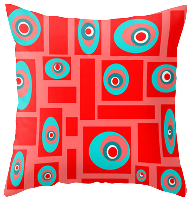 Modern Red And Turquoise Outdoor Pillow Contemporary Outdoor