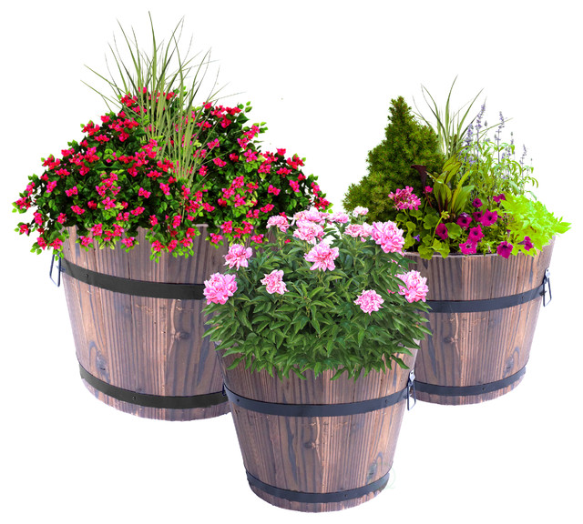 Extra Large Wooden Whiskey Barrel Planter Farmhouse