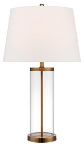 Glass and Gold Cylinder Fillable Table Lamp