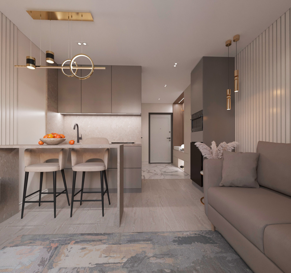 Дизайн-проект студии 21кв.м. для молодой девушки.