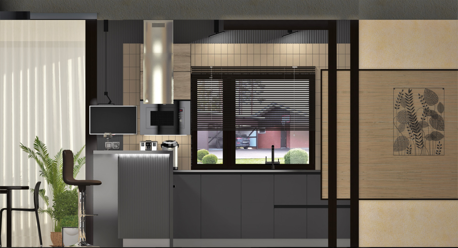 Визуализация проекта редизайн кухни в частном доме