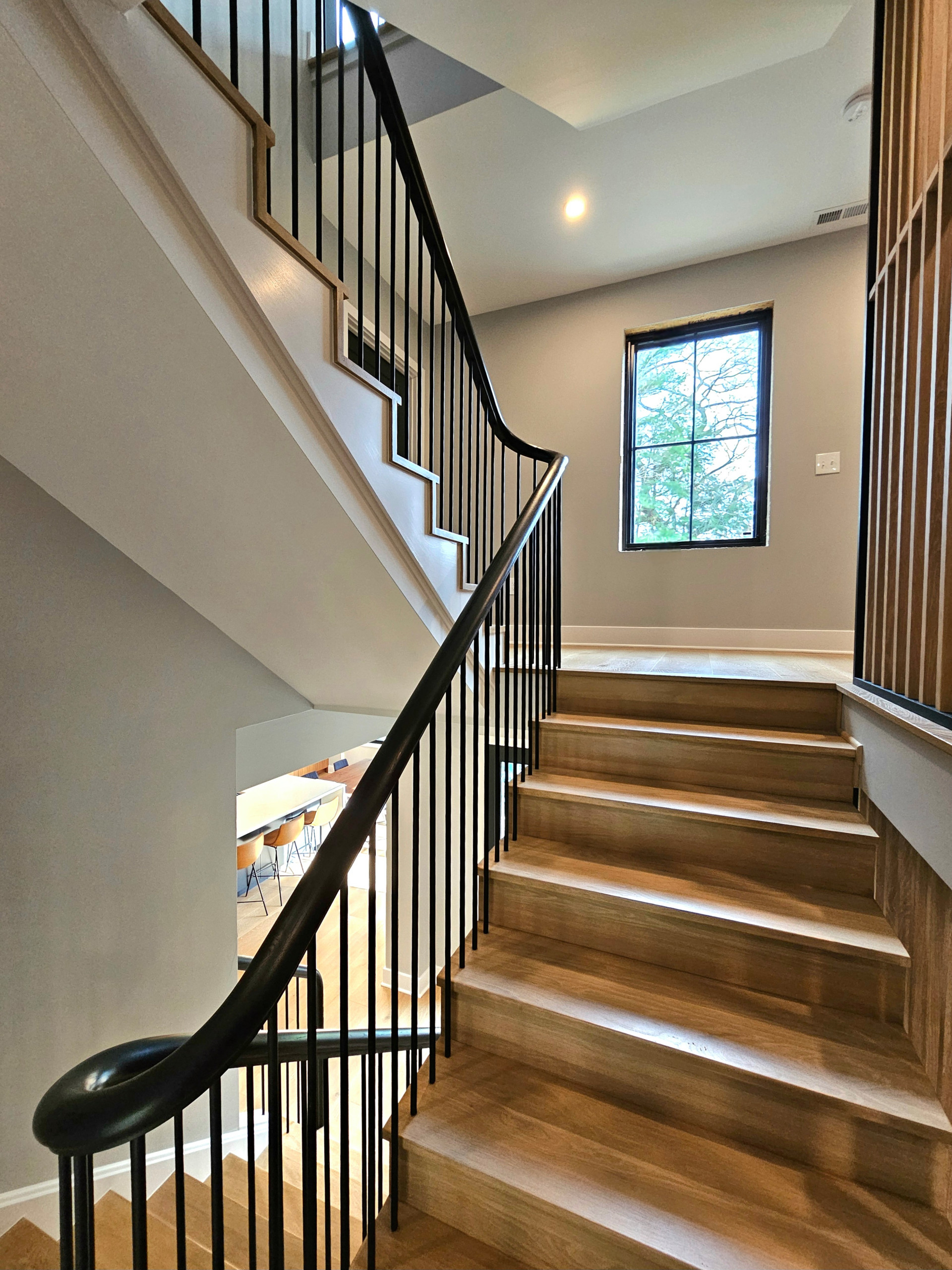 115_Stunning Continuous Rail System on 3 Story Floating Stairs; Arlington, VA 22