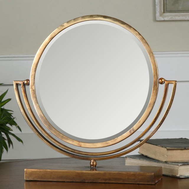 Uttermost Hadriana Gold Vanity Mirror - 15 diam. in. - 12893