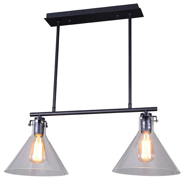 2Light IndustrialStyle Island Light Transitional Kitchen Island