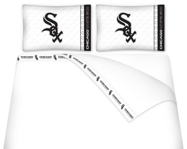 Sports Coverage MLB Chicago White Sox Microfiber Hem Sheet Set - Twin