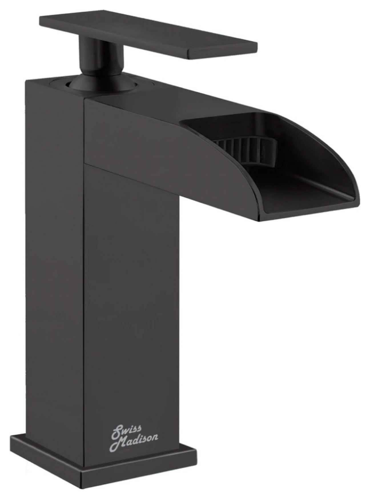 Concorde Single Hole, Single-Handle, Waterfall Basin Faucet, In Black. Finishes: Brushed Nickel, Brushed Gold, Chrome, & Oil Rubbed Bronze (SM-BF50MB)