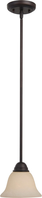 Manor 1-Light Mini Pendant, Oil Rubbed Bronze With Frosted Ivory Glass/Shade