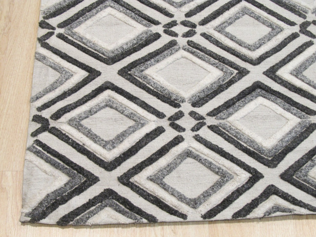 5' x 8' EORC Handmade Wool Brown Contemporary Geometric Raga Rug 
