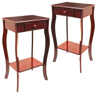 Kadoka Wooden Bedside Tables With Drawer Cherry Set Of 2 Traditional Nightstands And Bedside Tables By Watsons On The Web Houzz Uk