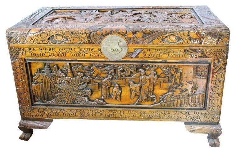 Pre-owned Antique Chinese Hand-Carved Chest