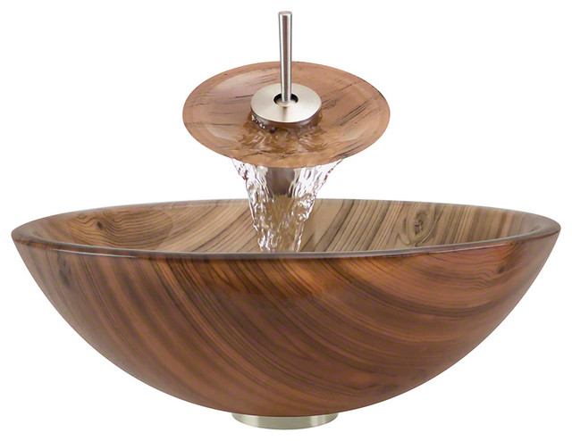 Polaris Sinks P826 Wf Bathroom Vessel Sink And Waterfall Faucet
